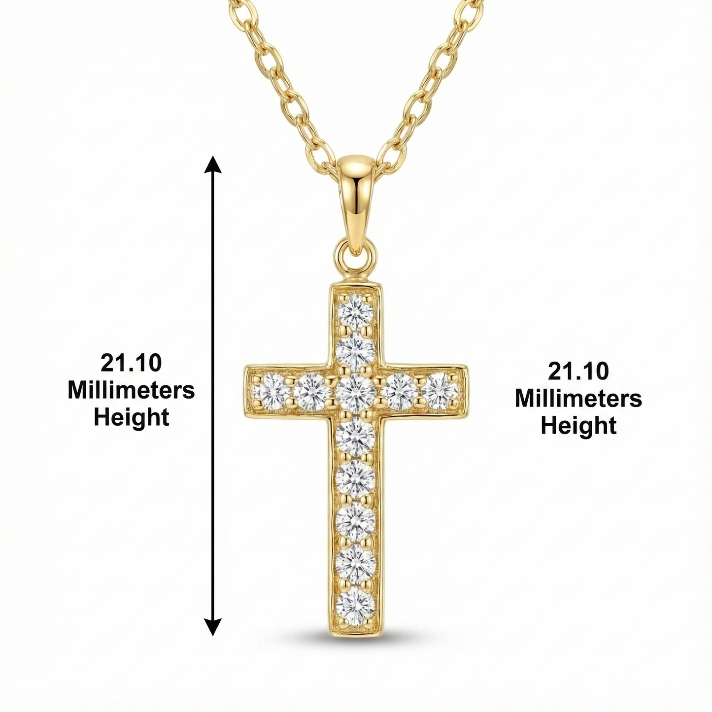 3.60 Carat Moissanite Cross Pendant Necklace – 14K Gold