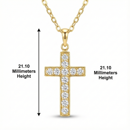 3.60 Carat Lab-Grown Cross Pendant Necklace – 14K Gold
