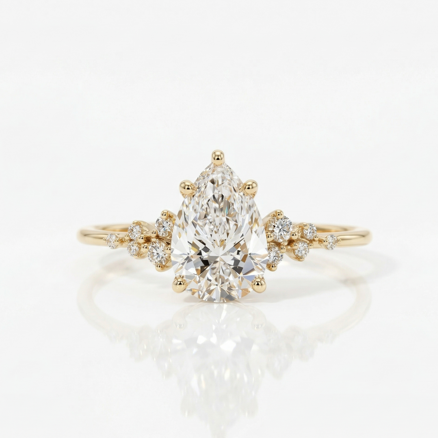 2.100CT Pear Lab Diamond Floral Cluster Engagement Ring