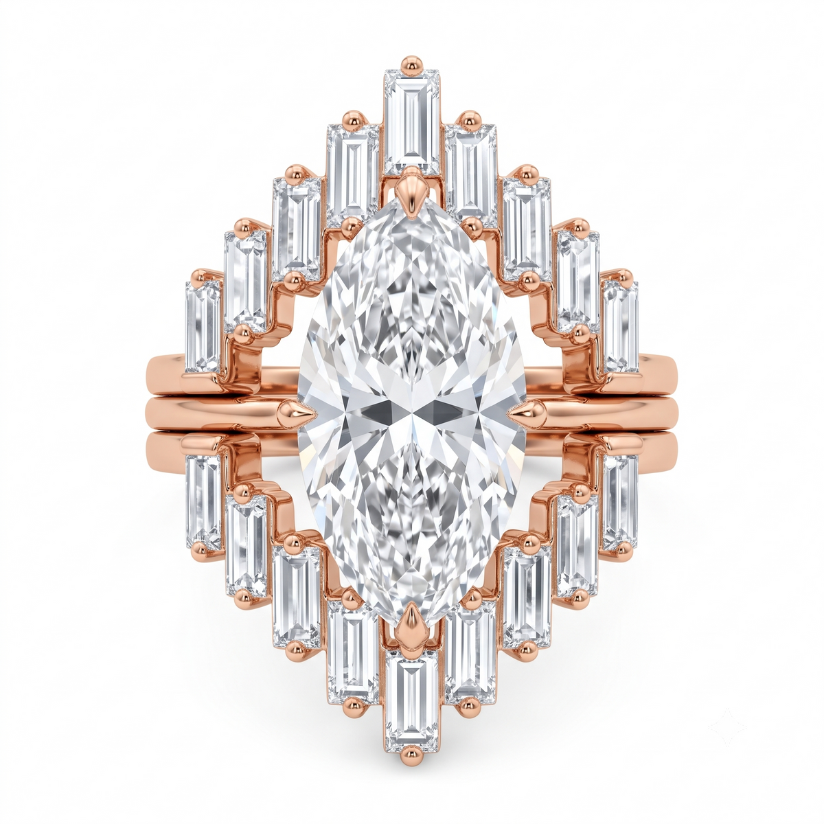 1.90ct Marquise Cut Lab Grown Diamond Halo Engagement Ring Set