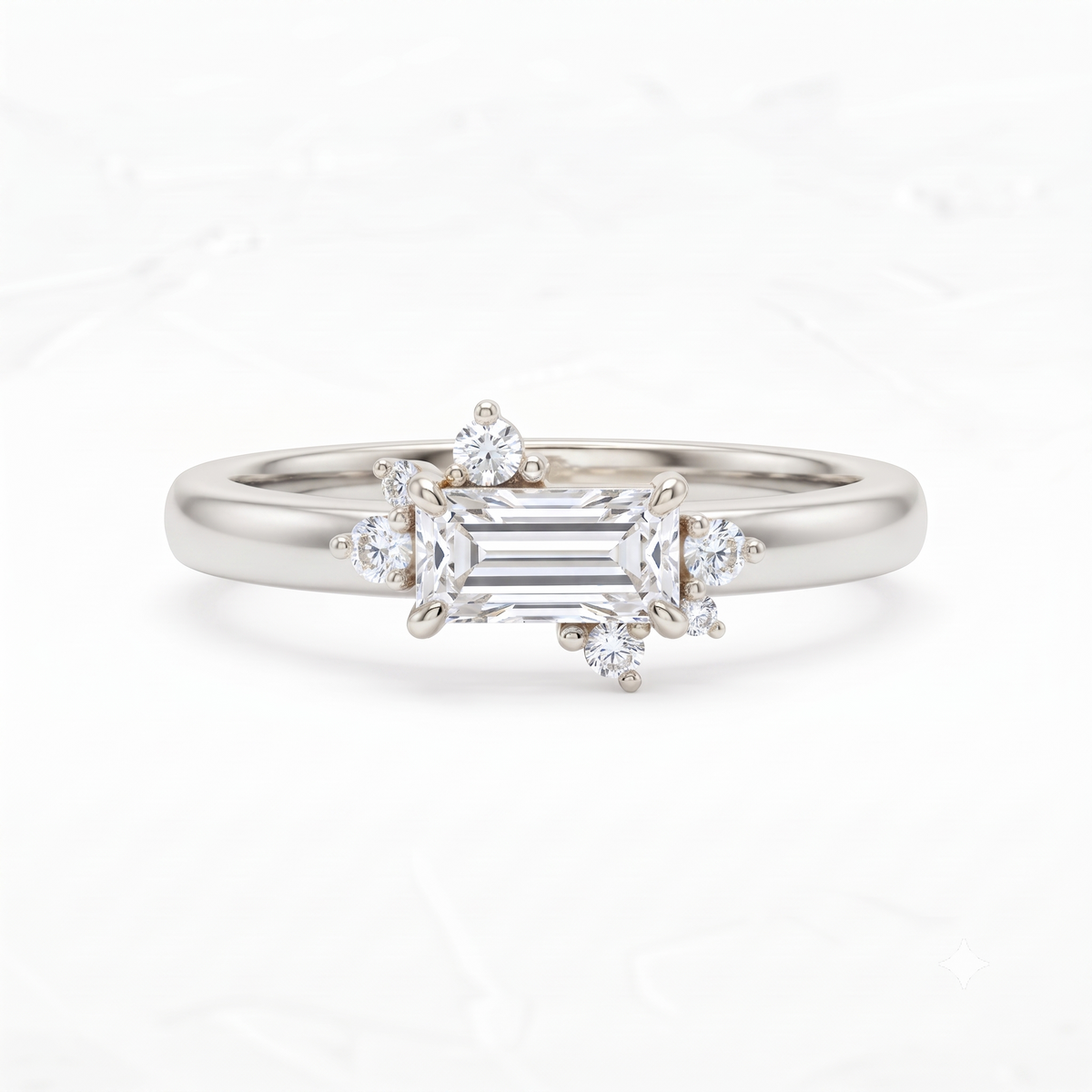 0.300 ct Baguette & Round Cut Lab Grown Diamond Unique Wedding Band