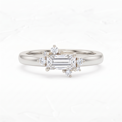 0.300 ct Baguette & Round Cut Lab Grown Diamond Unique Wedding Band