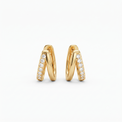 0.15 Ct Lab Grown Diamond Huggie Hoop Earrings | 14K Gold | Round Cut Diamonds