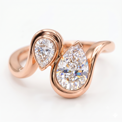 1.750 ct Vintage Pear Diamond Engagement Ring,twisted ring