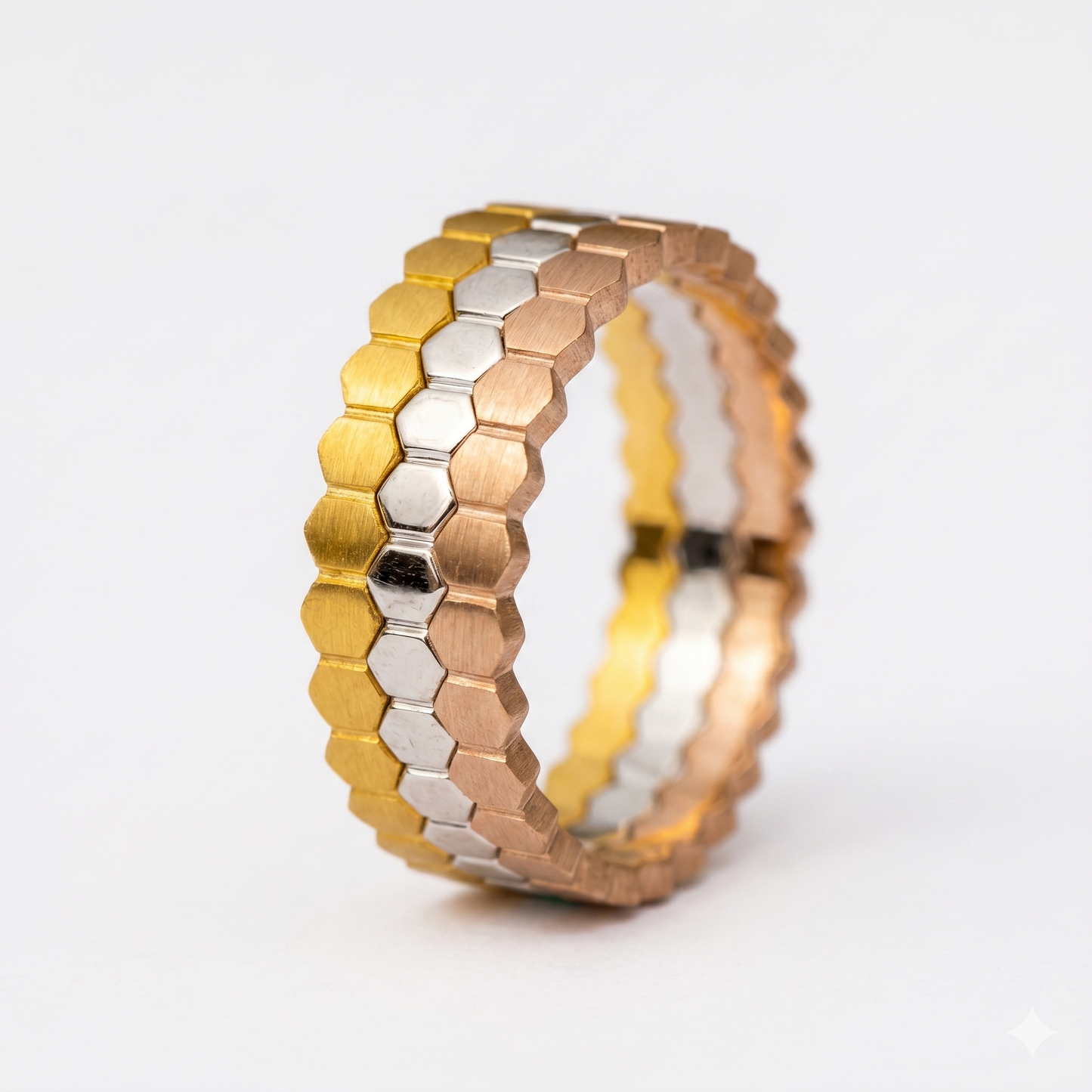 Classic Three tone wide wedding band for men and women