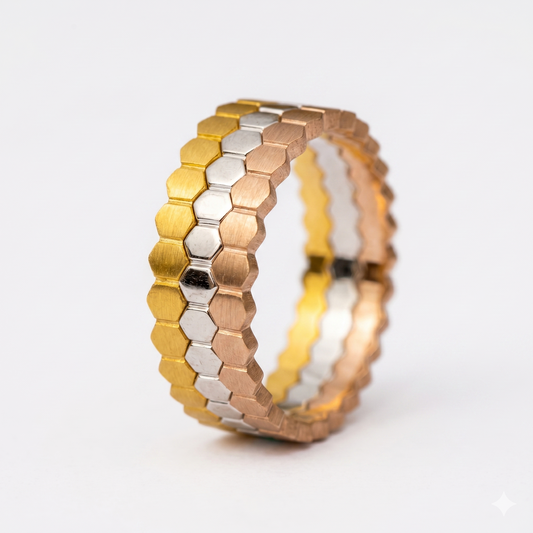 Classic Three tone wide wedding band for men and women