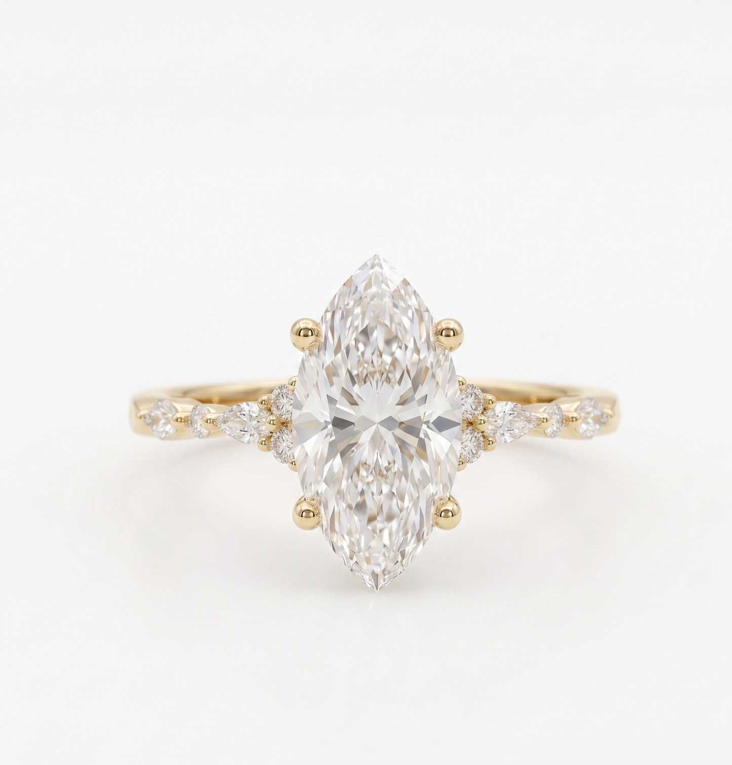 2.410 ct marquise Lab Grown Diamond Side Stone Engagement Ring