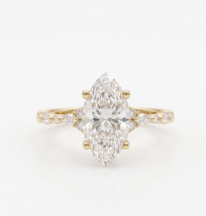 2.410 ct marquise Lab Grown Diamond Side Stone Engagement Ring