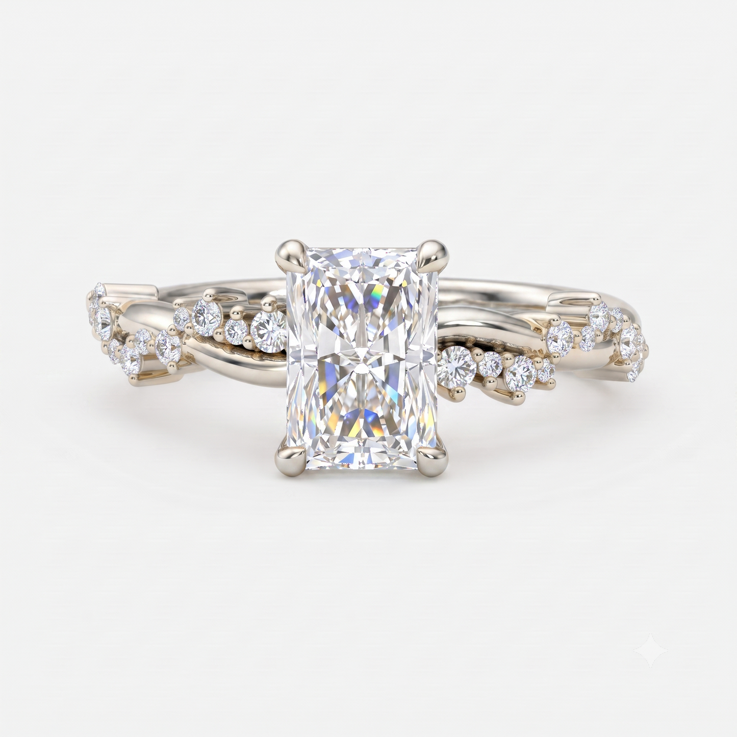 1.5 CT Radiant Cut Lab Grown Diamond Twig Engagement Ring