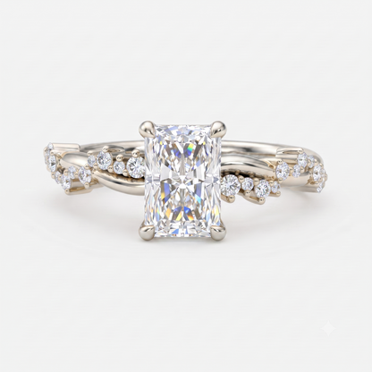 1.5 CT Radiant Cut Lab Grown Diamond Twig Engagement Ring