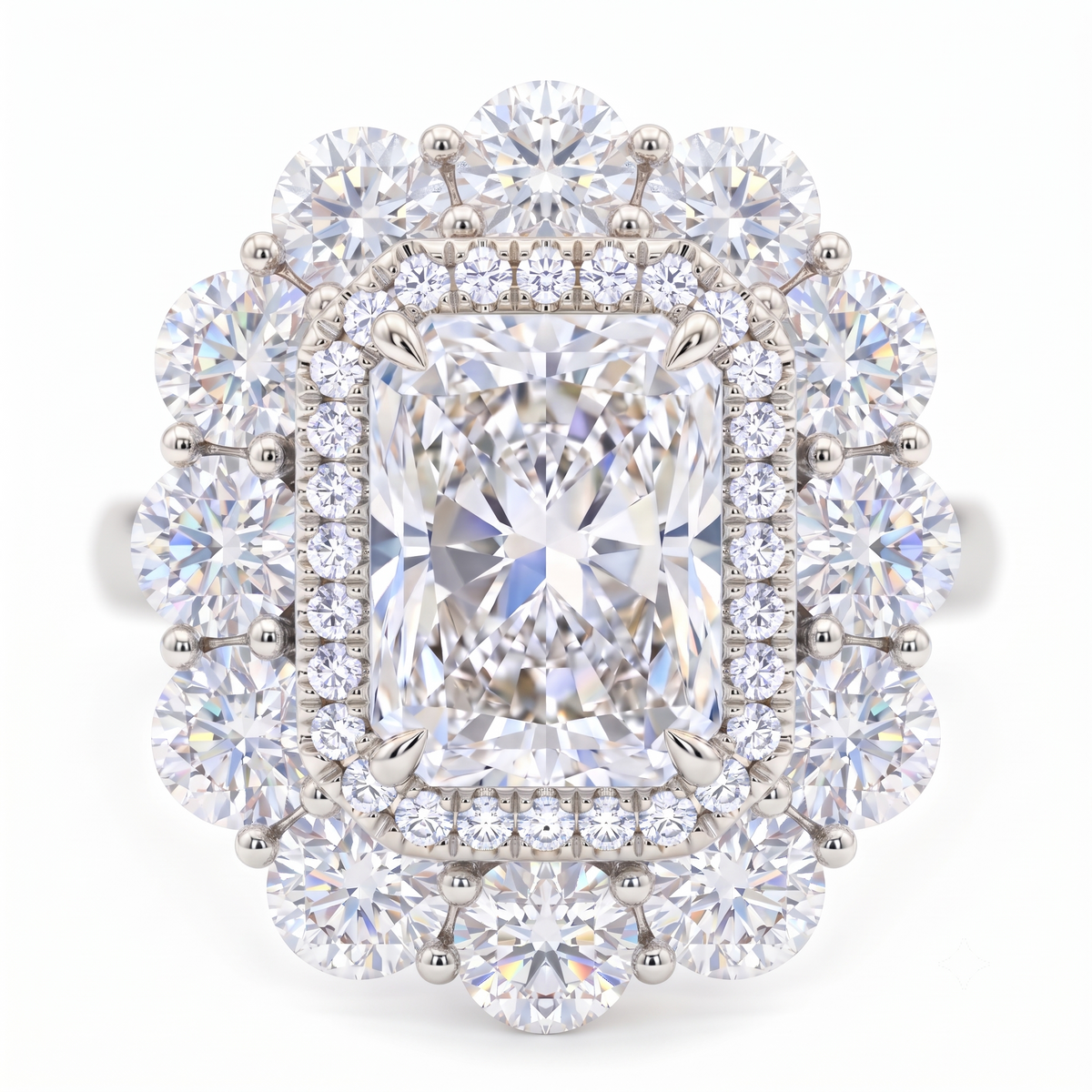 2.50ct Radiant Cut Lab Grown Diamond Halo Engagement Ring