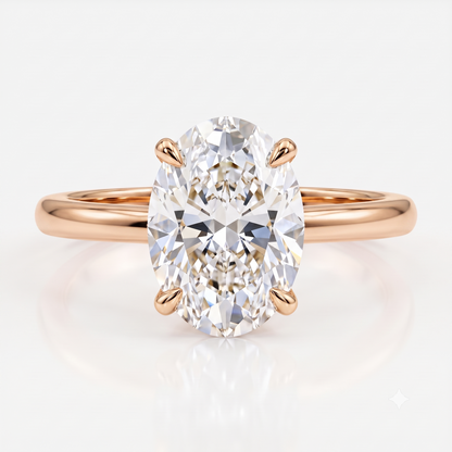 1.00ct Oval Cut Lab Grown Diamond Solitaire Minimalist Engagement Ring