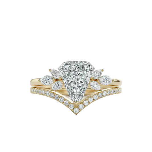 2.10 Ct Shield Cut Lab-Grown Ring Set Engagement Bridal Set