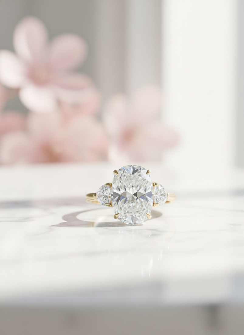 1.80 ct Cushion Cut Lab-Grown Three Stone Engagement Ring