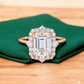 3.5ct Emerald Cut Moissanite Engagement Ring • Unique Vintage Yellow Gold Bridal Ring