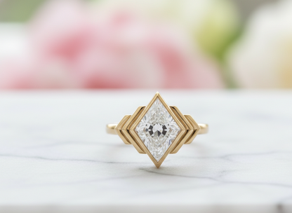 3 Ct Kite Lab Diamond Bezel Ring – Geometric & Unique