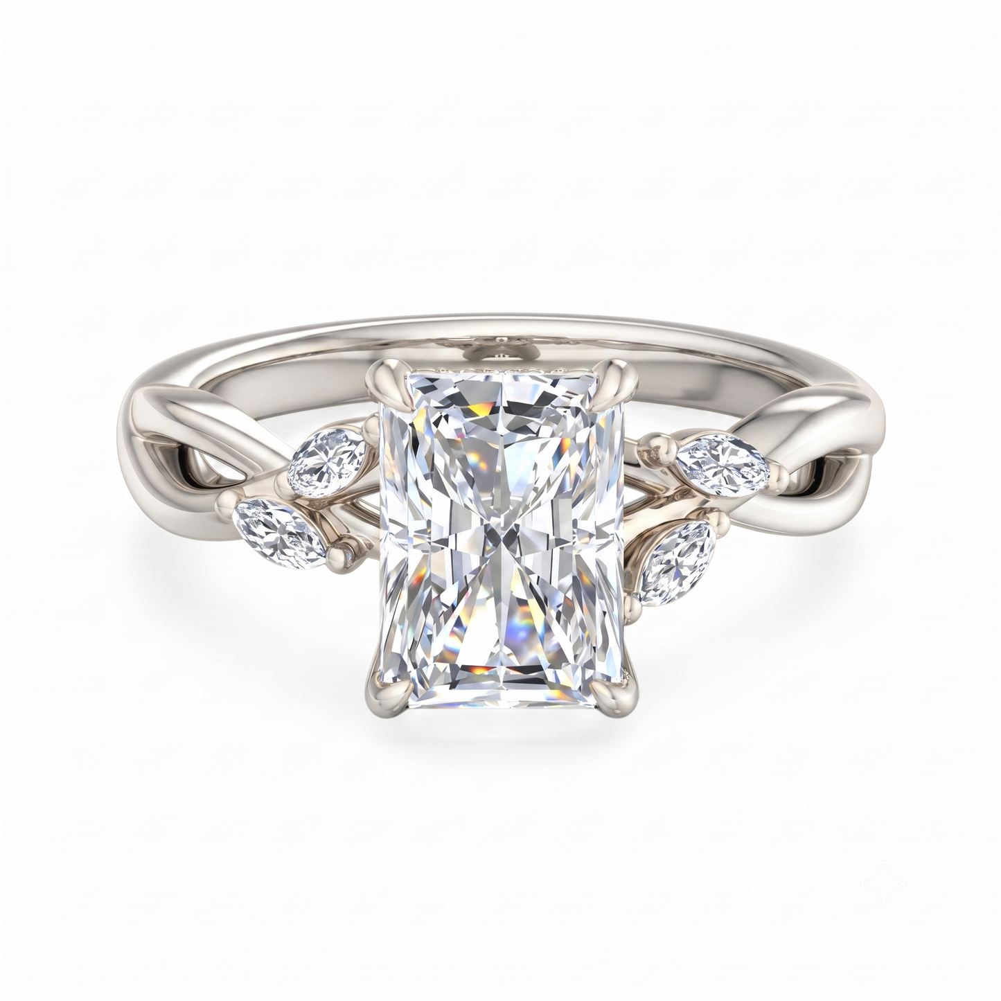 1.5 Carat Radiant Cut Lab Grown Diamond Engagement Ring with Hidden Halo