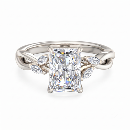 1.5 Carat Radiant Cut Lab Grown Diamond Engagement Ring with Hidden Halo
