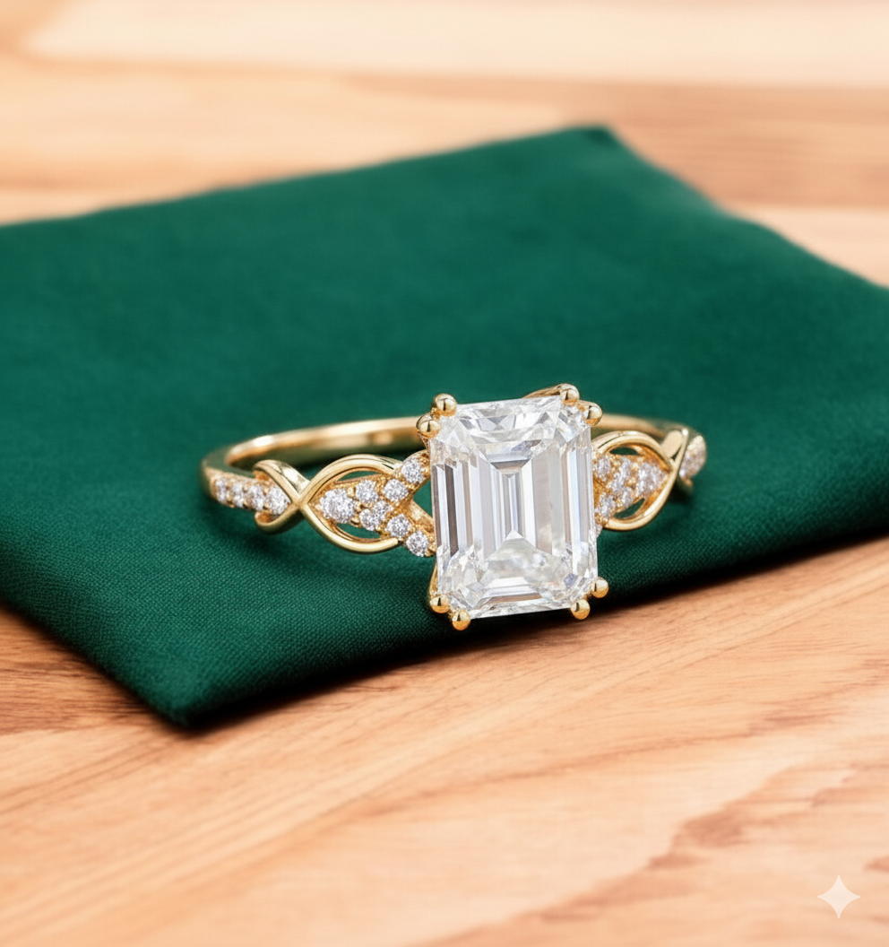 1.80ct Emerald Cut Lab Grown Diamond Engagement Ring
