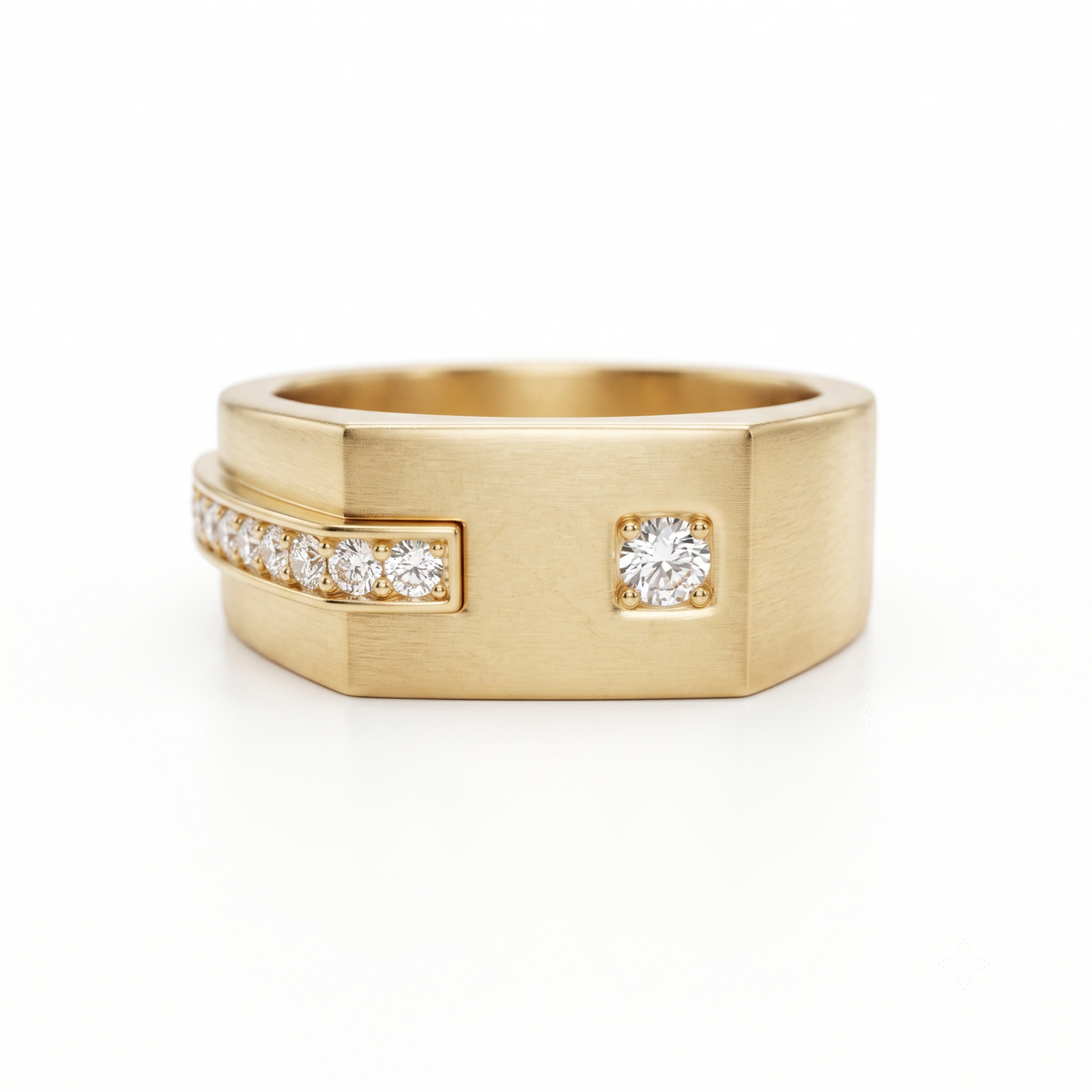 0.30 Ct Lab Grown Diamond Men's Ring | 14K Gold Wide Band Statement Ring