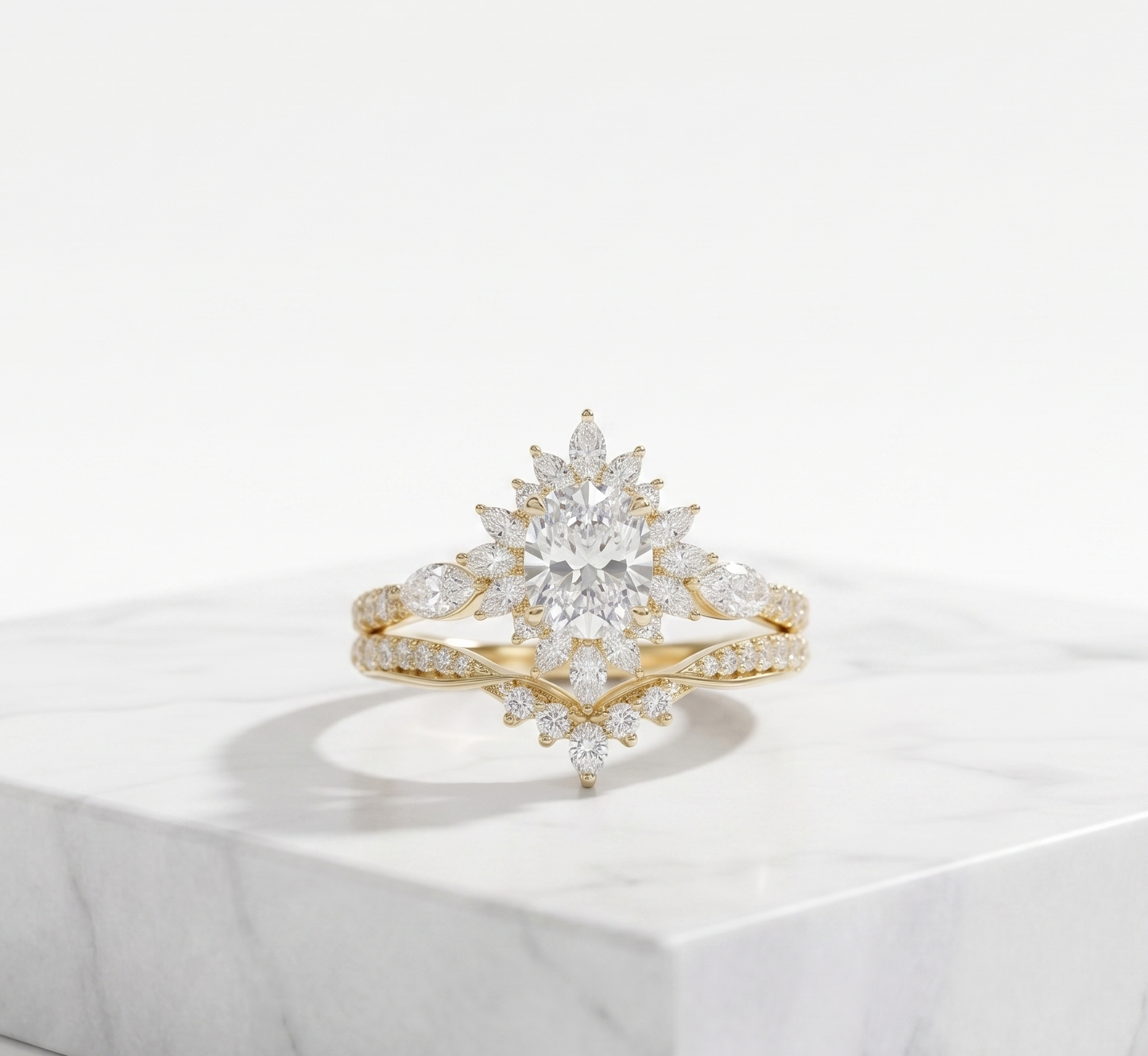 2.50 Ct Oval Lab-Grown Engagement & Bridal Ring Set