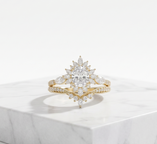 2.50 Ct Oval Lab-Grown Engagement & Bridal Ring Set
