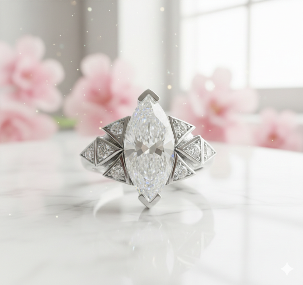 3.930ct Marquise Cut Lab-Grown Diamond Engagement Ring