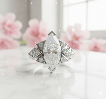 3.930ct Marquise Cut Lab-Grown Diamond Engagement Ring