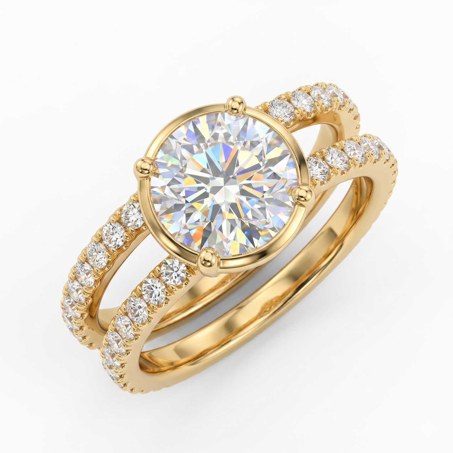 1.50ct Double Row Round cut Lab-Grown engagement ring