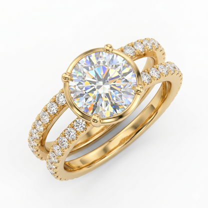 1.50ct Double Row Round cut Lab-Grown engagement ring
