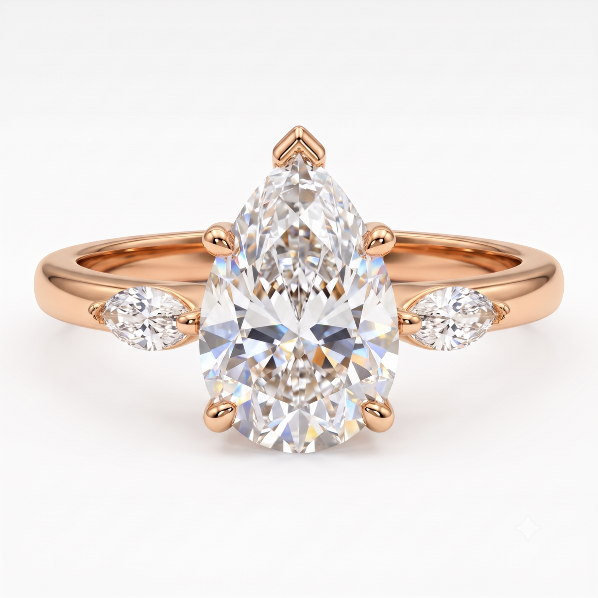 1.00CT Pear Cut Lab Grown Diamond Three Stone Engagement Ring