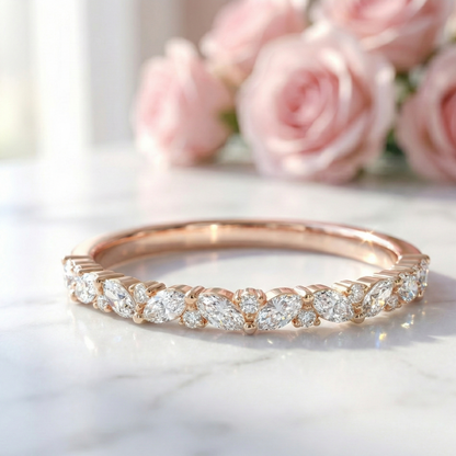 0.370Ct Marquise & Round Cut Multi Stone Lab-Grown Wedding Band