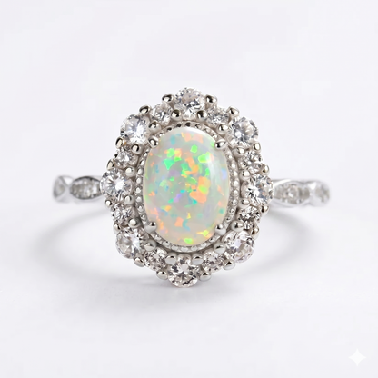2.50CT Oval Natural Opal Anniversary Ring Gift For Her Birthday Ring Gift