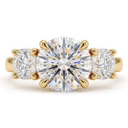 2.80 CT Round Lab Diamond Three Stone Engagement Ring
