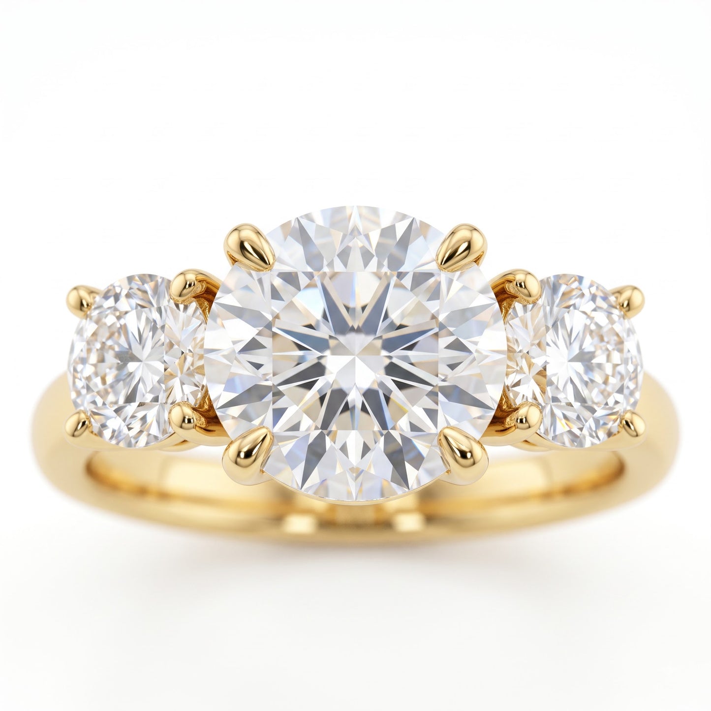 2.80 CT Round Lab Diamond Three Stone Engagement Ring