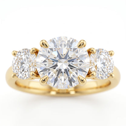 2.80 CT Round Lab Diamond Three Stone Engagement Ring