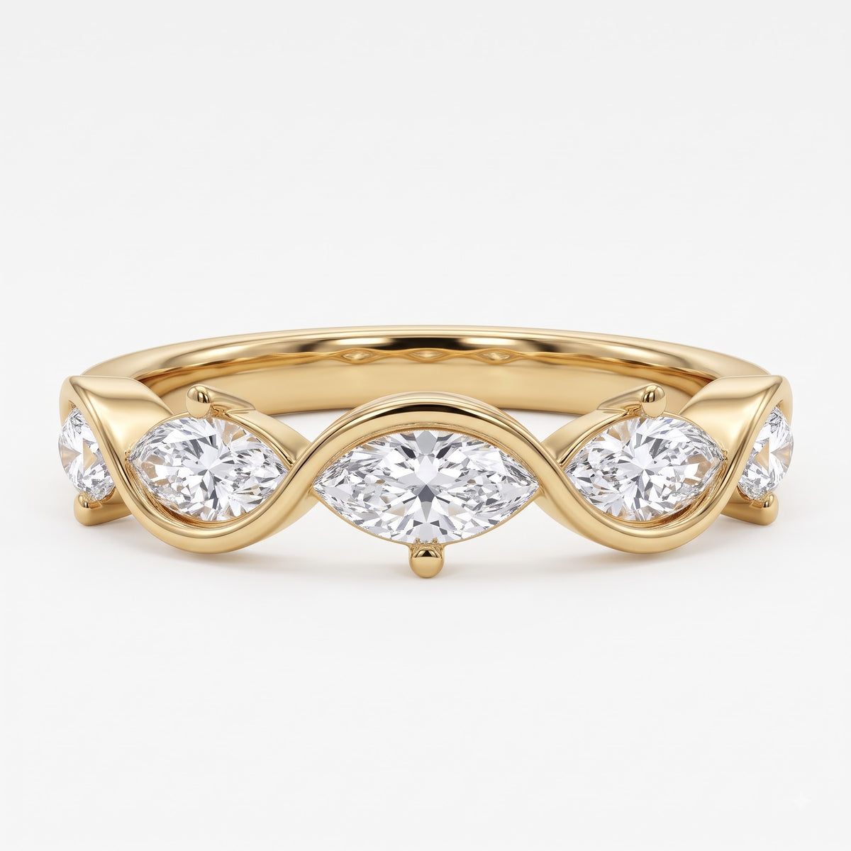 0.250 ct Marquise Cut Lab Grown Diamond Curved Band Ring