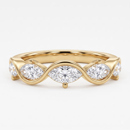 0.250 ct Marquise Cut Lab Grown Diamond Curved Band Ring