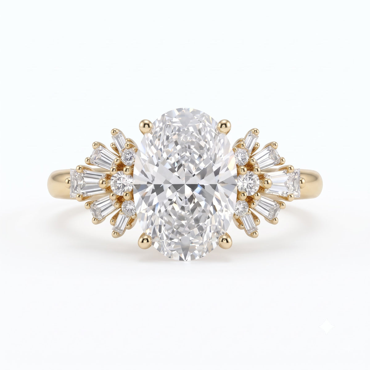 1.00 Ct Oval Cut Lab Grown Diamond Engagement Ring | 2.00 Ct Total | 14K Gold
