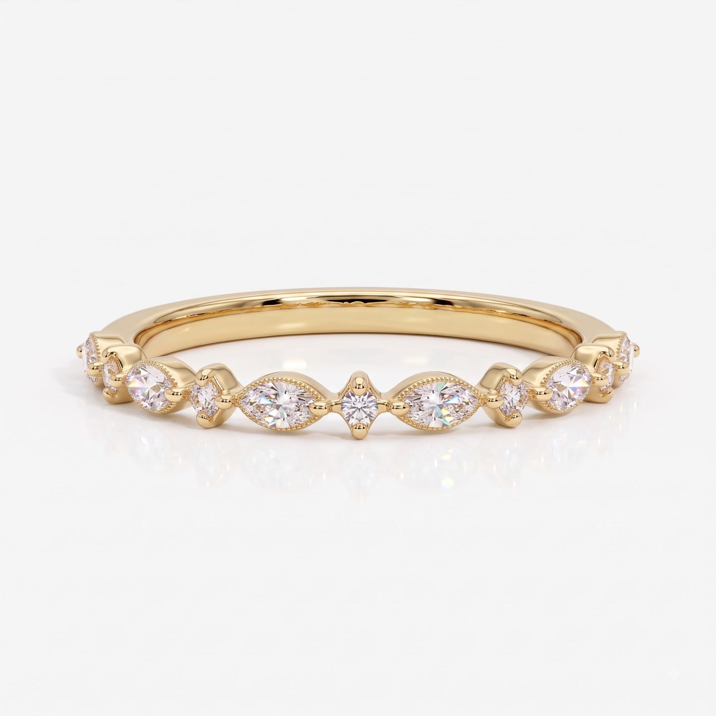 0.200 ct Marquise & Round Cut Lab Grown Diamond Eternity Band Ring