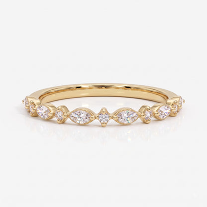 0.200 ct Marquise & Round Cut Lab Grown Diamond Eternity Band Ring