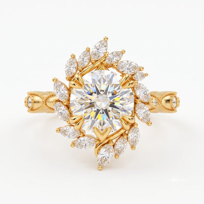 floral filigree lab grown diamond engagement ring