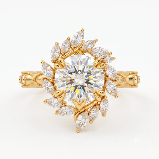 floral filigree lab grown diamond engagement ring