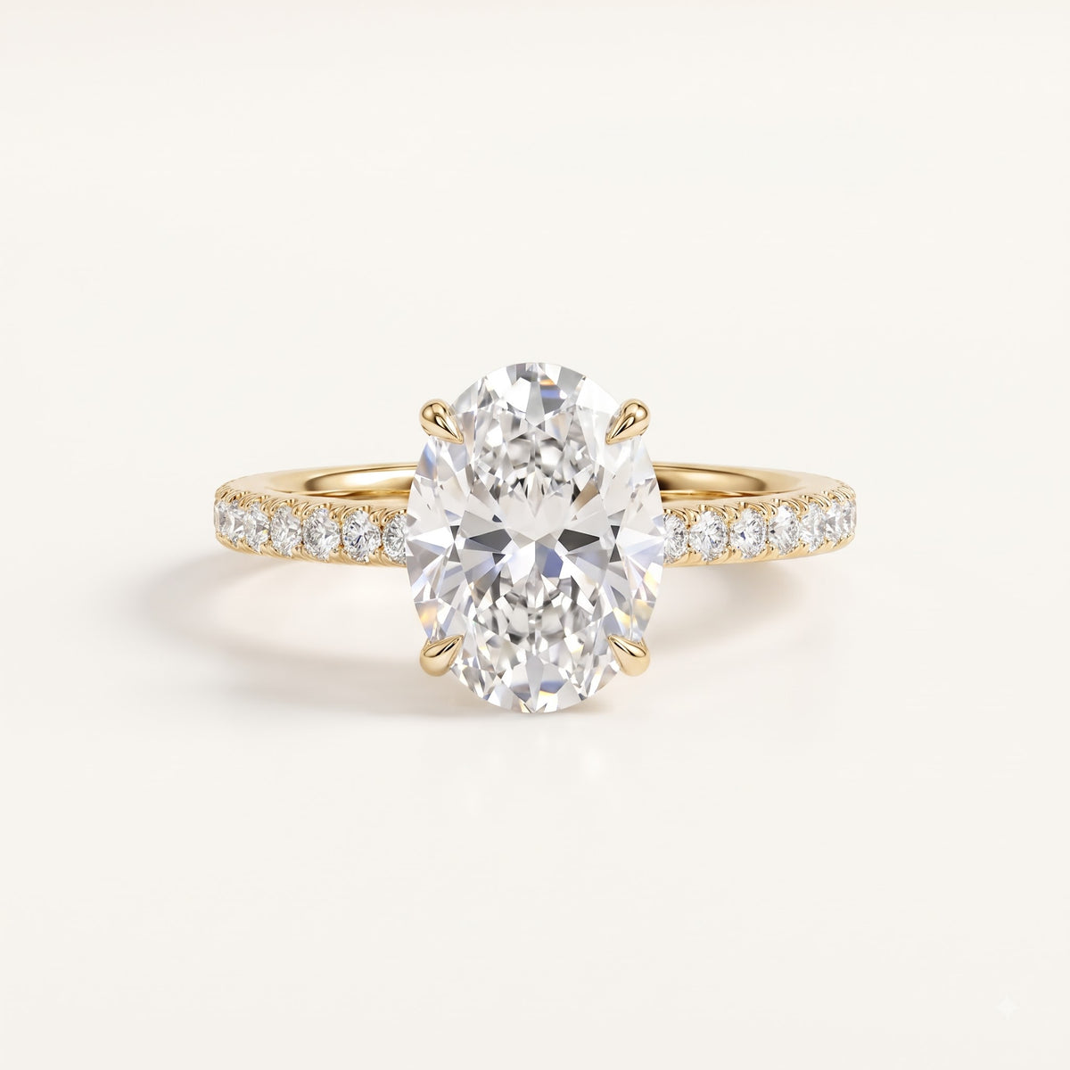 1.00 Ct Oval Cut Lab Grown Diamond Hidden Halo Engagement Ring | 1.12 Ct Total | 14K Gold