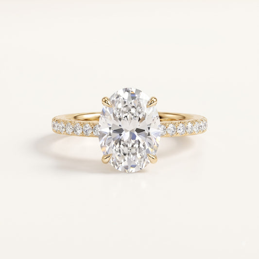 1.00 Ct Oval Cut Lab Grown Diamond Hidden Halo Engagement Ring