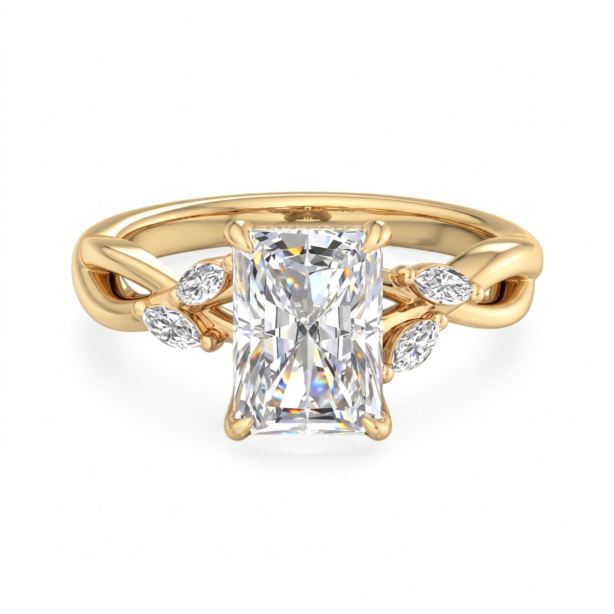 1.5 Carat Radiant Cut Lab Grown Diamond Engagement Ring with Hidden Halo