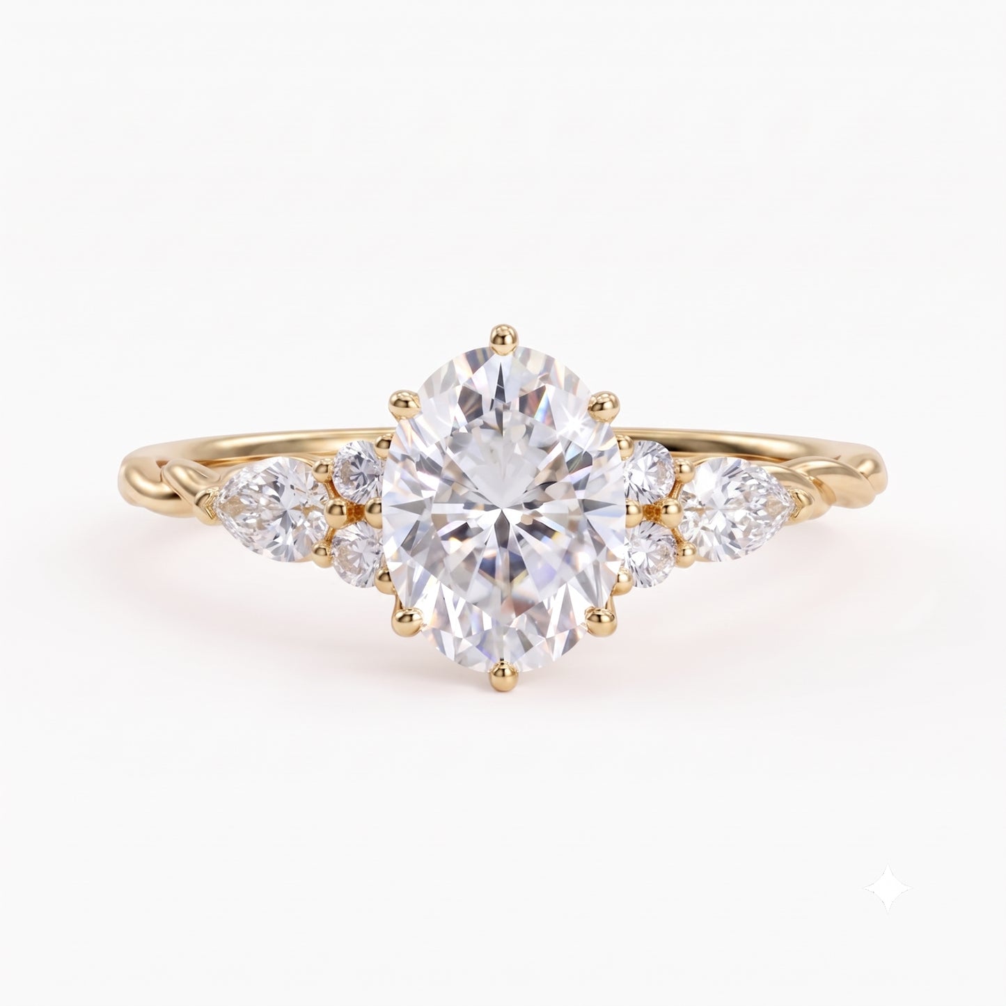 1.76Ct Oval Lab Diamond Ring with Marquise Eternity Twist