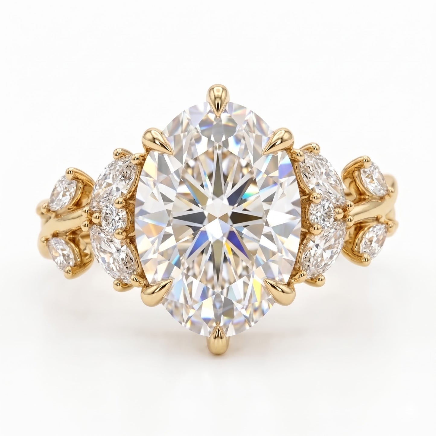 3.60 Carat Marquise Lab-Grown Cluster Engagement Ring