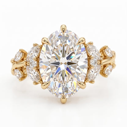 3.60 Carat Marquise Lab-Grown Cluster Engagement Ring