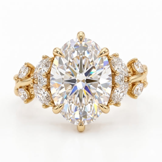 3.60 Carat Marquise Lab-Grown Cluster Engagement Ring